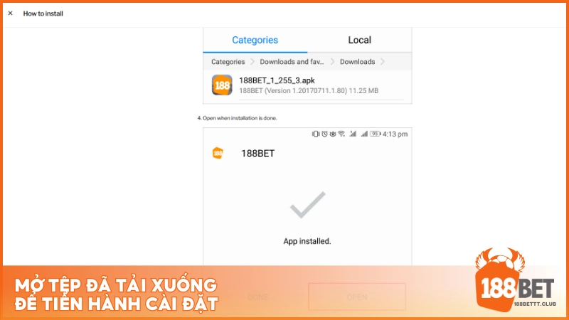 Mở tệp đã tải xuống để tiến hành cài đặt