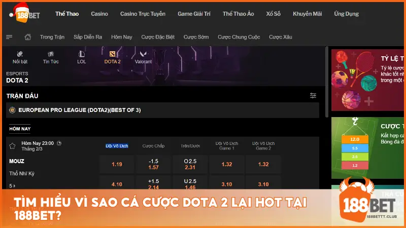 Tìm hiểu vì sao cá cược Dota 2 lại hot tại 188BET?