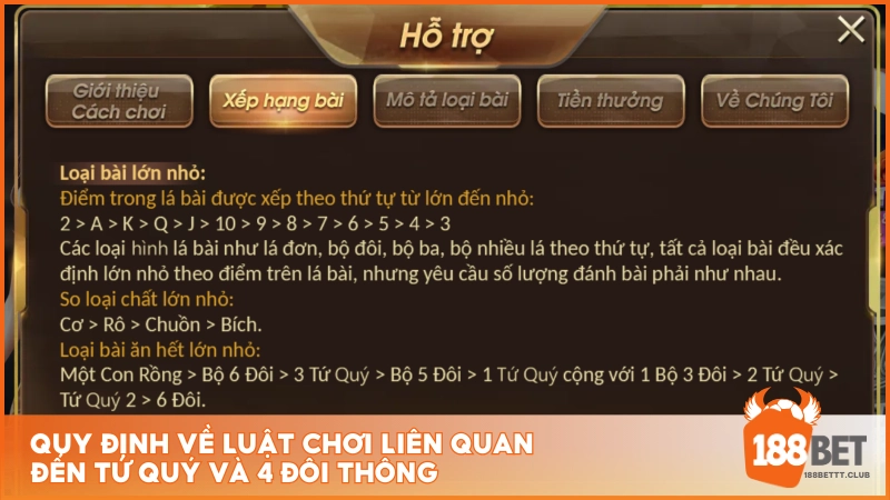 Quy định về luật chơi liên quan đến Tứ Quý và 4 đôi thông